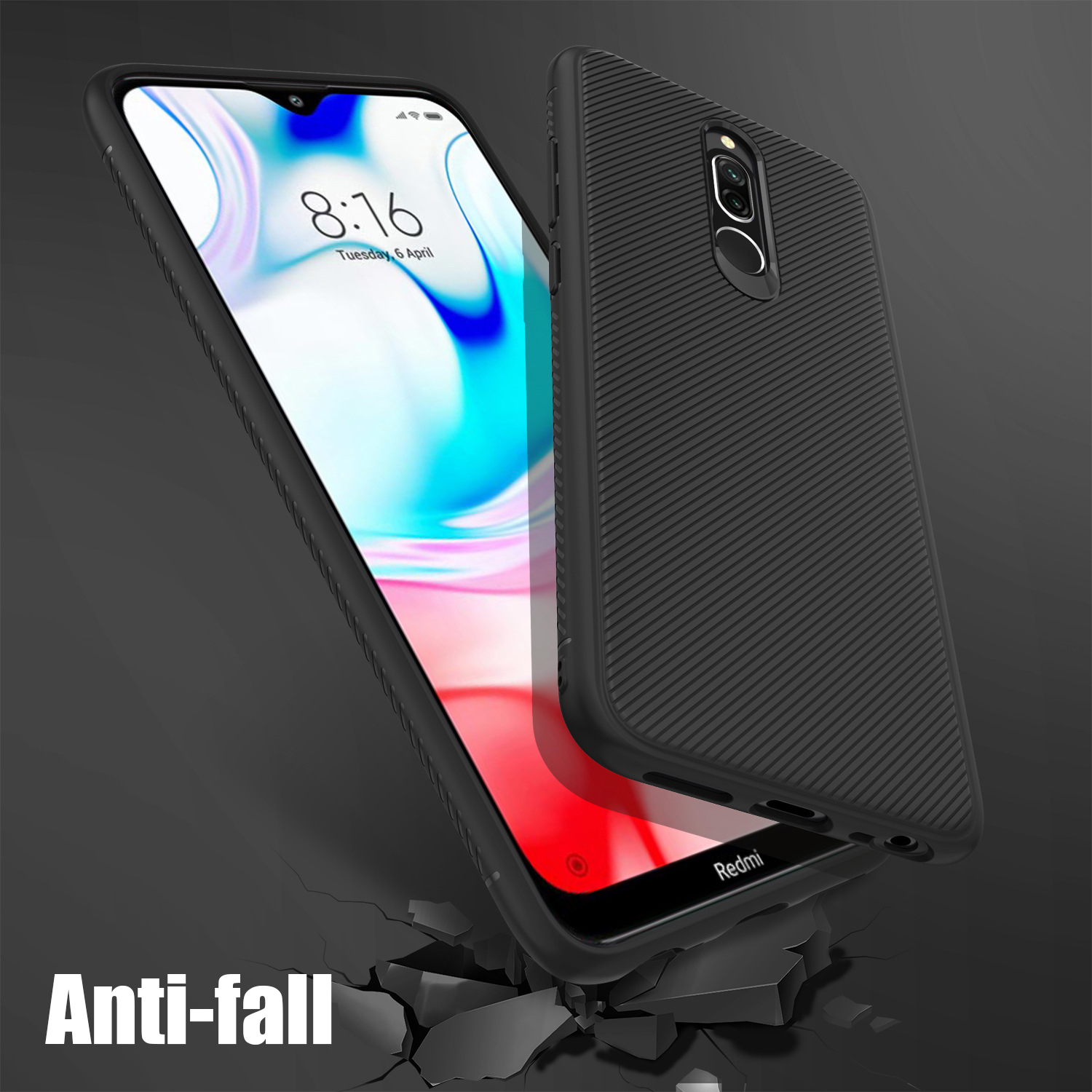 For-Xiaomi-Redmi-8-Case-Bakeey-Carbon-Fiber-Texture-Slim-Soft-TPU-Anti-fall-Anti-fingerptint-Protect-1595199-3