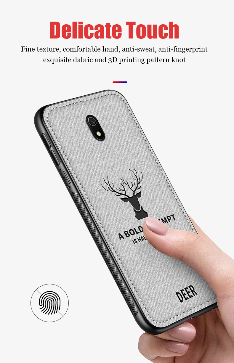 For-Xiaomi-Redmi-8A-Bakeey-Deer-Luxury-Canvas-Cloth-Shockproof-Anti-fingerprint-Protective-Case-Non--1596724-1