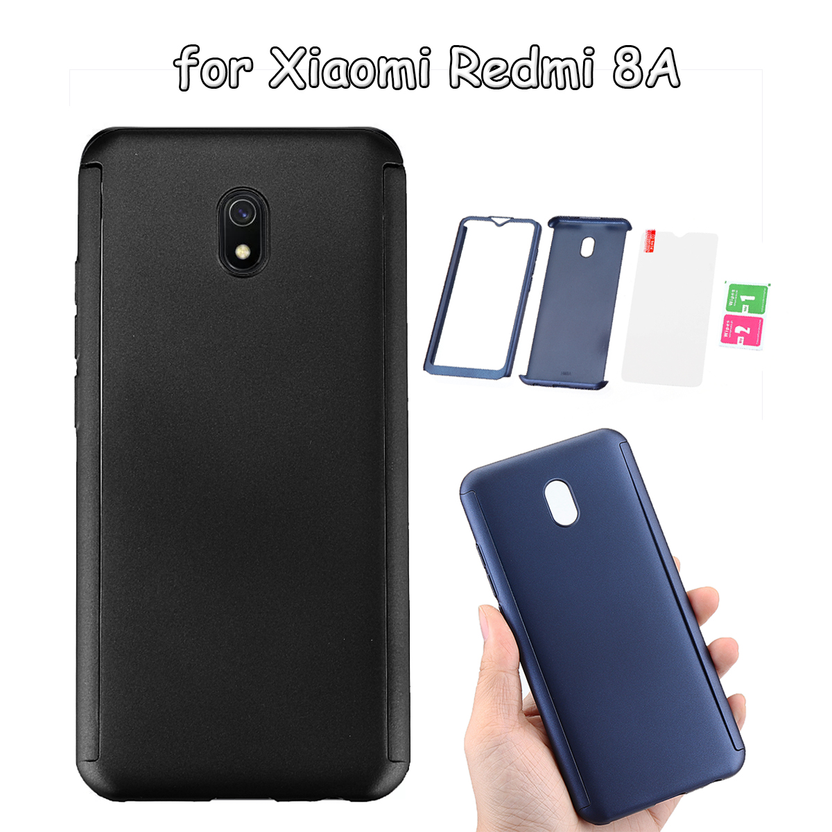 For-Xiaomi-Redmi-8A-Case-Bakeey-360-Full-Cover-Frosted-Ultra-thin-3-in-1-Plating-PC-Hard-Protective--1607942-1