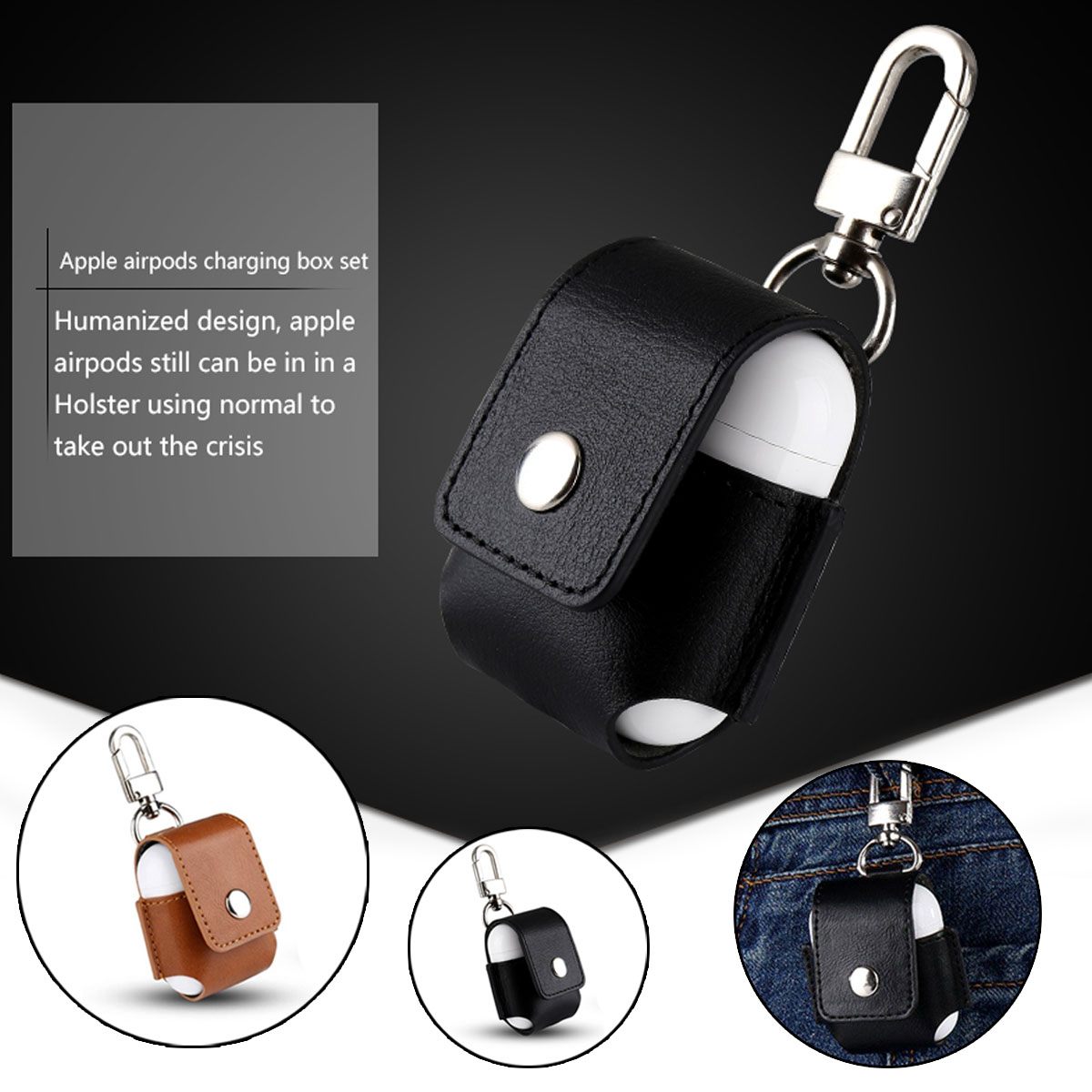 Genuine-Leather-Shockproof-Protective-Case-With-Buckle-For-Apple-AirPods-1281953-6