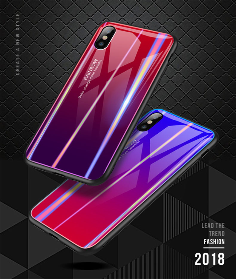 Laser-Aurora-Gradient-Color-Tempered-Glass-Protective-Case-for-iPhone-X-1326685-1