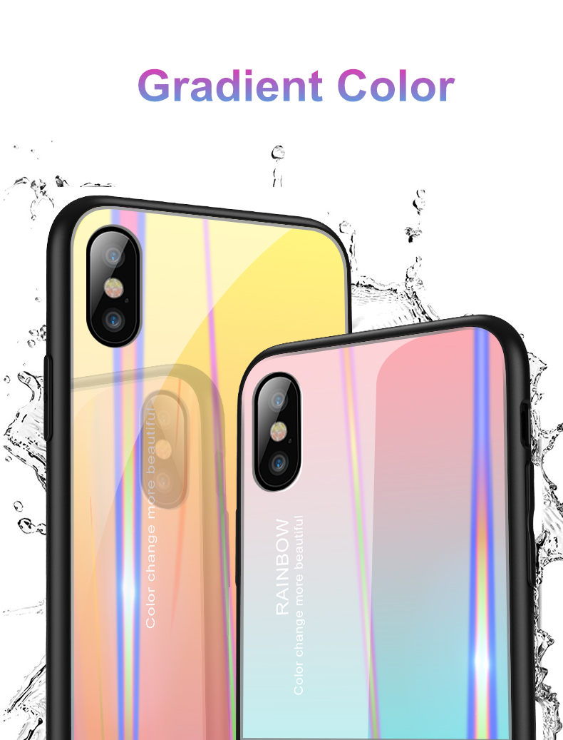 Laser-Aurora-Gradient-Color-Tempered-Glass-Protective-Case-for-iPhone-X-1326685-2