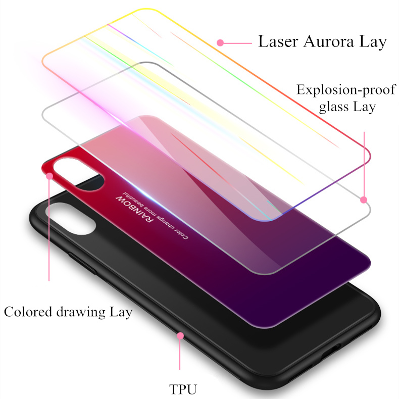 Laser-Aurora-Gradient-Color-Tempered-Glass-Protective-Case-for-iPhone-X-1326685-3