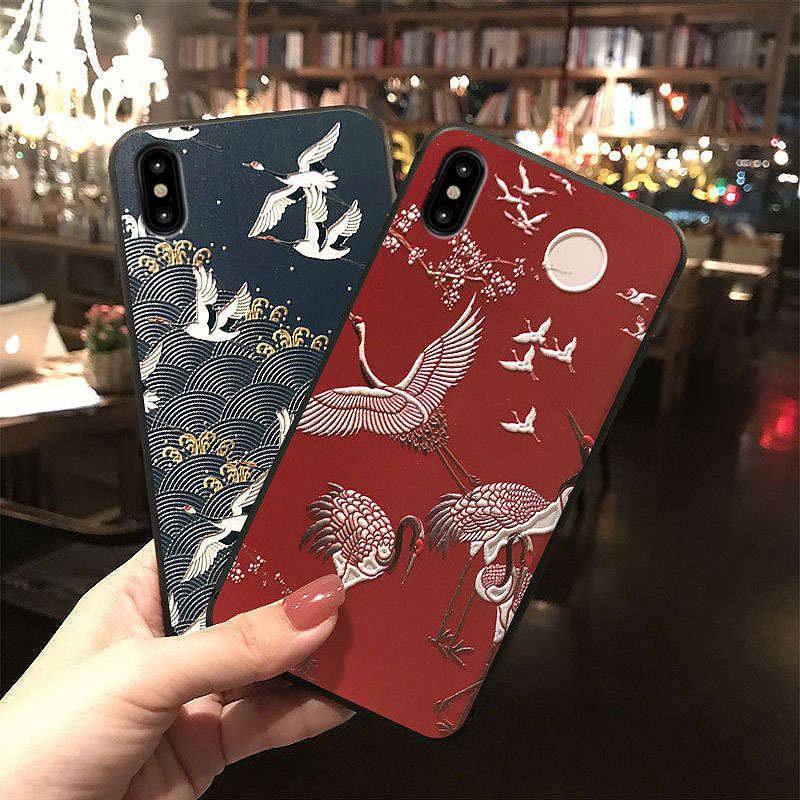MEKS-Chinoiserie-Claborate-style-Painting-Pattern-3D-Embossed-Anti-slip-Anti-fingerprint-Shockproof--1541063-1
