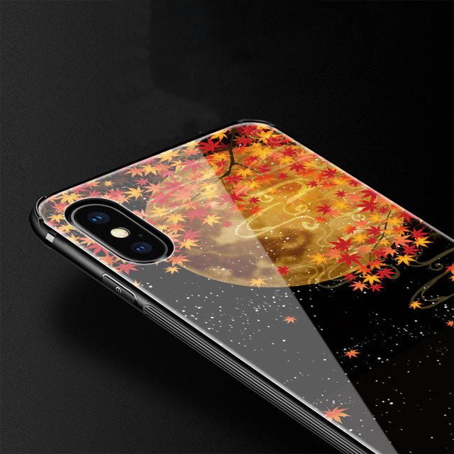Maple-Leaf-Painting-Tempered-Glass-Shockproof-Scratch-Resistant-Protective-Case-for-iPhone-7-Plus--8-1543305-2