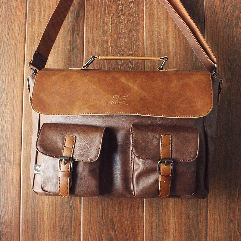 Men-Multi-pocket-Vintage-PU-Leather-Large-Capacity-Laptop-Briefcase-Crossbody-Bag-1285594-1