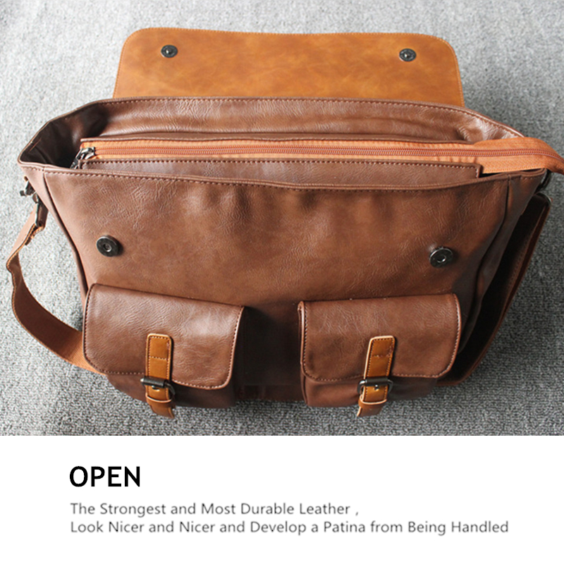 Men-Multi-pocket-Vintage-PU-Leather-Large-Capacity-Laptop-Briefcase-Crossbody-Bag-1285594-3
