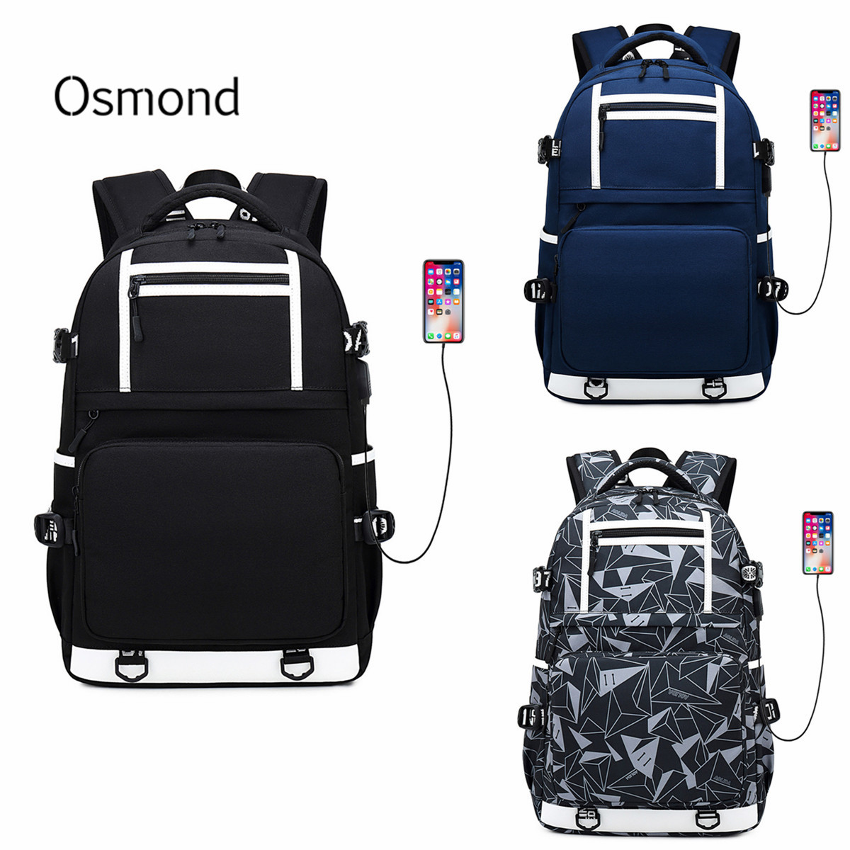 Oxford-Cloth-Waterproof-Laptop-Bag-Backpack-Travel-Bag-With-External-USB-Charging-Port-1509426-1