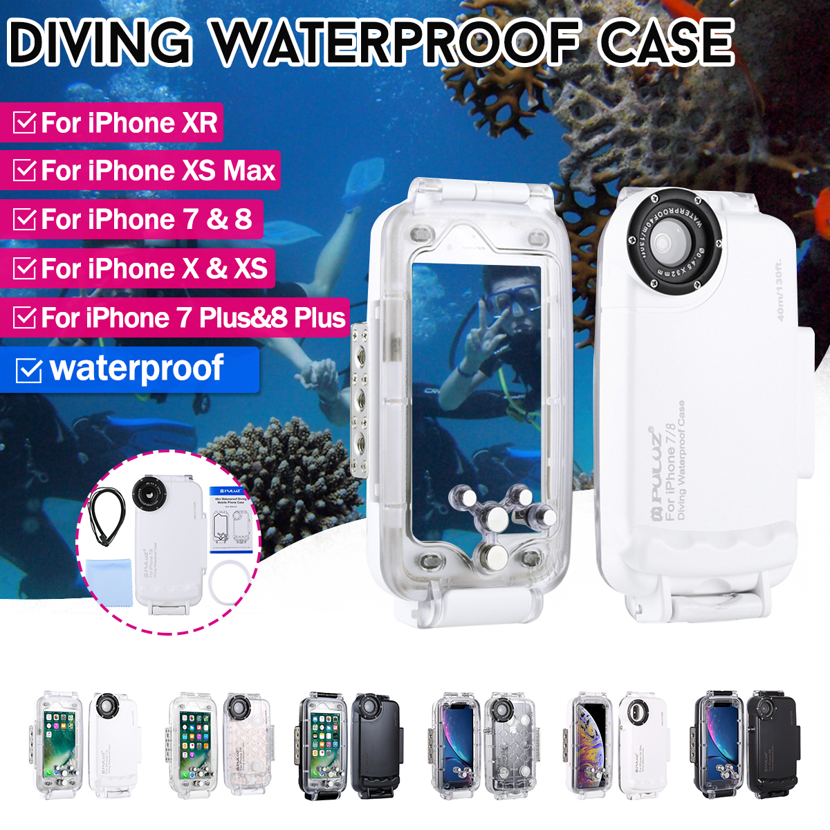 PULUZ-40m-Waterproof-Diving-Shell-Shockproof-Protective-Case-for-iphone-XR-XS-Max-iP7-Plus8-Plus-1635316-1