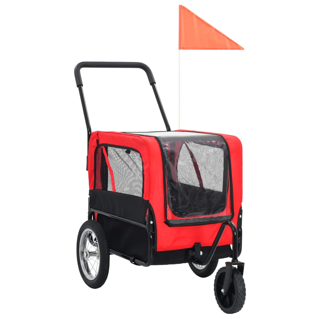 2-in-1-Pet-Bike-Trailer--Jogging-Stroller-Red-and-Black-1969687-8