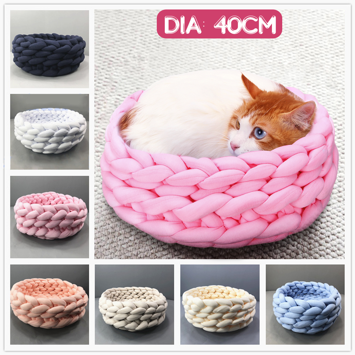 40CM-Handmade-Knitting-Pet-Cat-Dog-Pet-Bed-Nests-House-Cushion-Mat-Pad-Washable-1631358-1