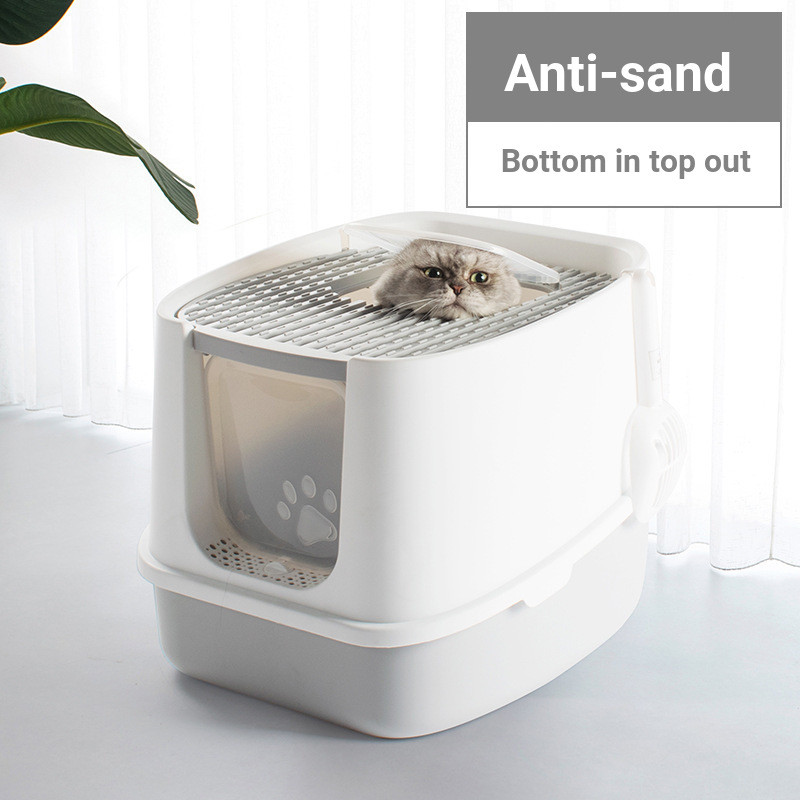 Cat-Litter-Box-Fully-Enclosed-Anti-Splash-Deodorant-Cat-Toilet-For-Cats-Two-Way-with-Shovel-High-Cap-1937865-2