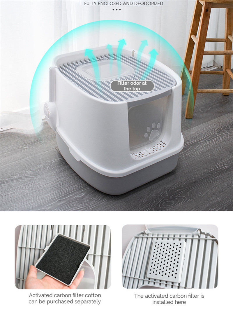 Cat-Litter-Box-Fully-Enclosed-Anti-Splash-Deodorant-Cat-Toilet-For-Cats-Two-Way-with-Shovel-High-Cap-1937865-9