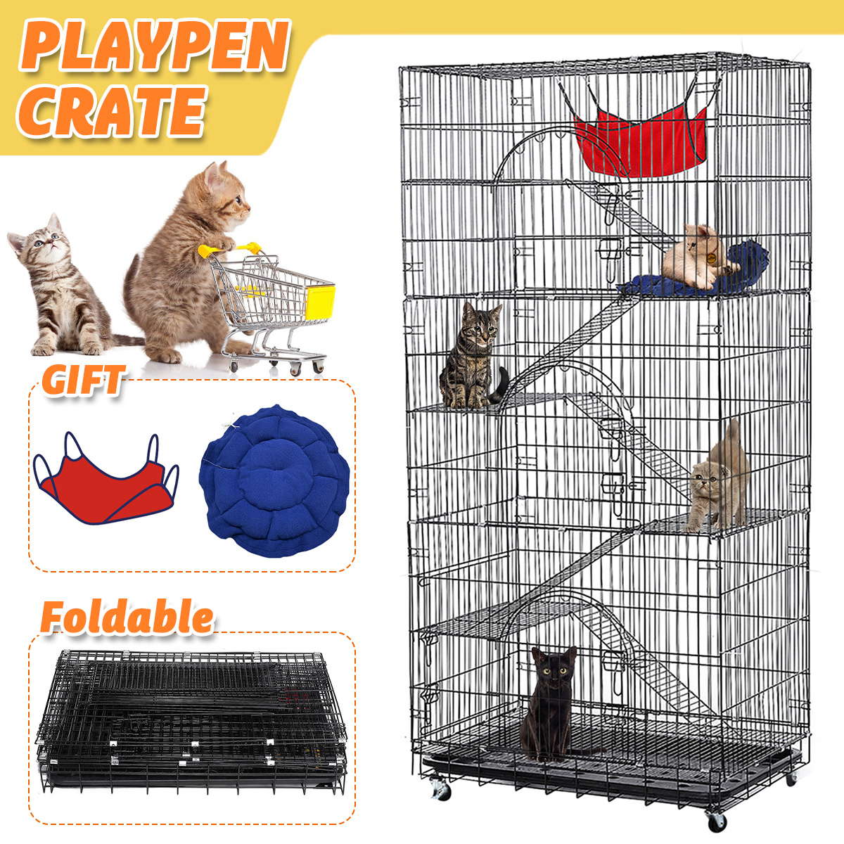 PawGiant-Oversized-6-Tier-Cat-Cage-77quot-Tall-1-5-Cats-wHammock-Cat-Bed--5-Ramp-Ladders-5-Platforms-1931893-3