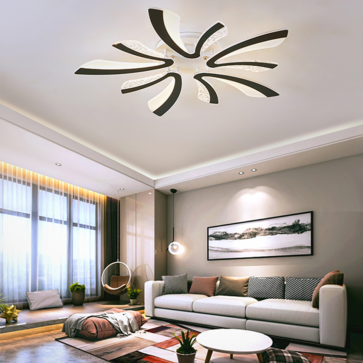 2440W-85V-265V-LED-Ceiling-Light-Pendant-Lamp-Dimmable-Remote-Hallway-Living-Room-Fixture-Decor-1745018-5