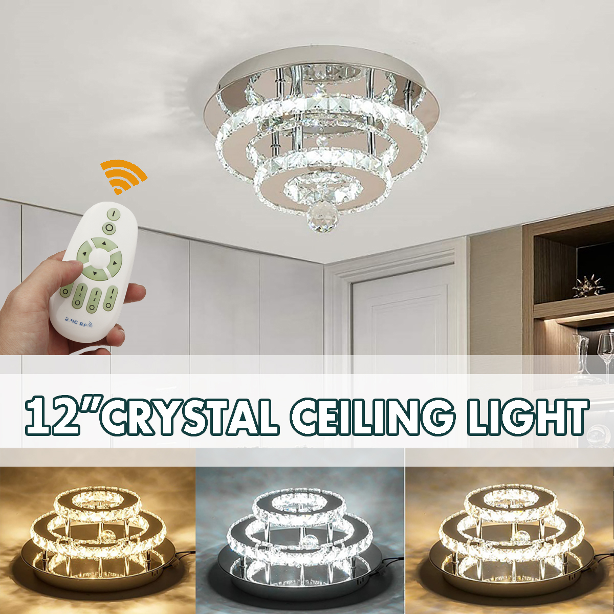 AC165-265V-30CM-Modern-Chandelier-Crystal-Dimmable-LED-Ceiling-Light-With-Remote-Control-for-Indoor--1770875-1