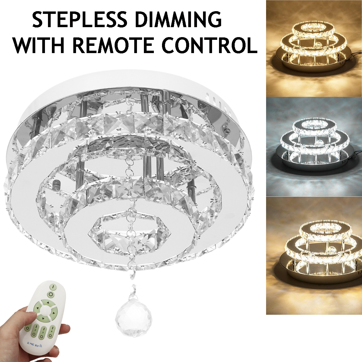 AC165-265V-30CM-Modern-Chandelier-Crystal-Dimmable-LED-Ceiling-Light-With-Remote-Control-for-Indoor--1770875-3