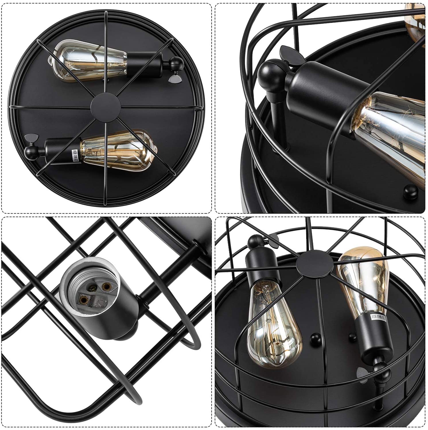 E26E27-Industrial-Vintage-Metal-Round-Pendant-Lamp-Semi-Flush-Mount-Ceiling-Light-Shade-Without-Bulb-1839326-6