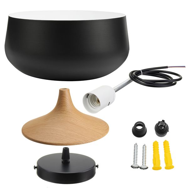 E27-30CM-Simple-Modern-LED-Ceiling-Light-Wood-Metal-Pendant-Lamp-BlackWhite-AC110-256V-1288024-9