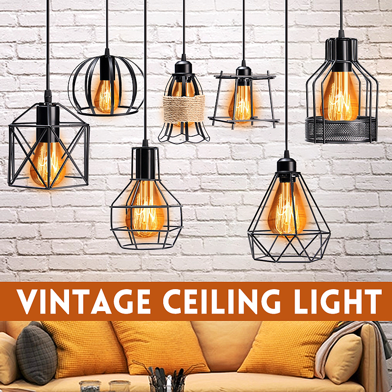 Industrial-Vintage-Metal-Cage-Hanging-Ceiling-Pendant-Lamp-Lighting-Holder-Shade-1534598-1
