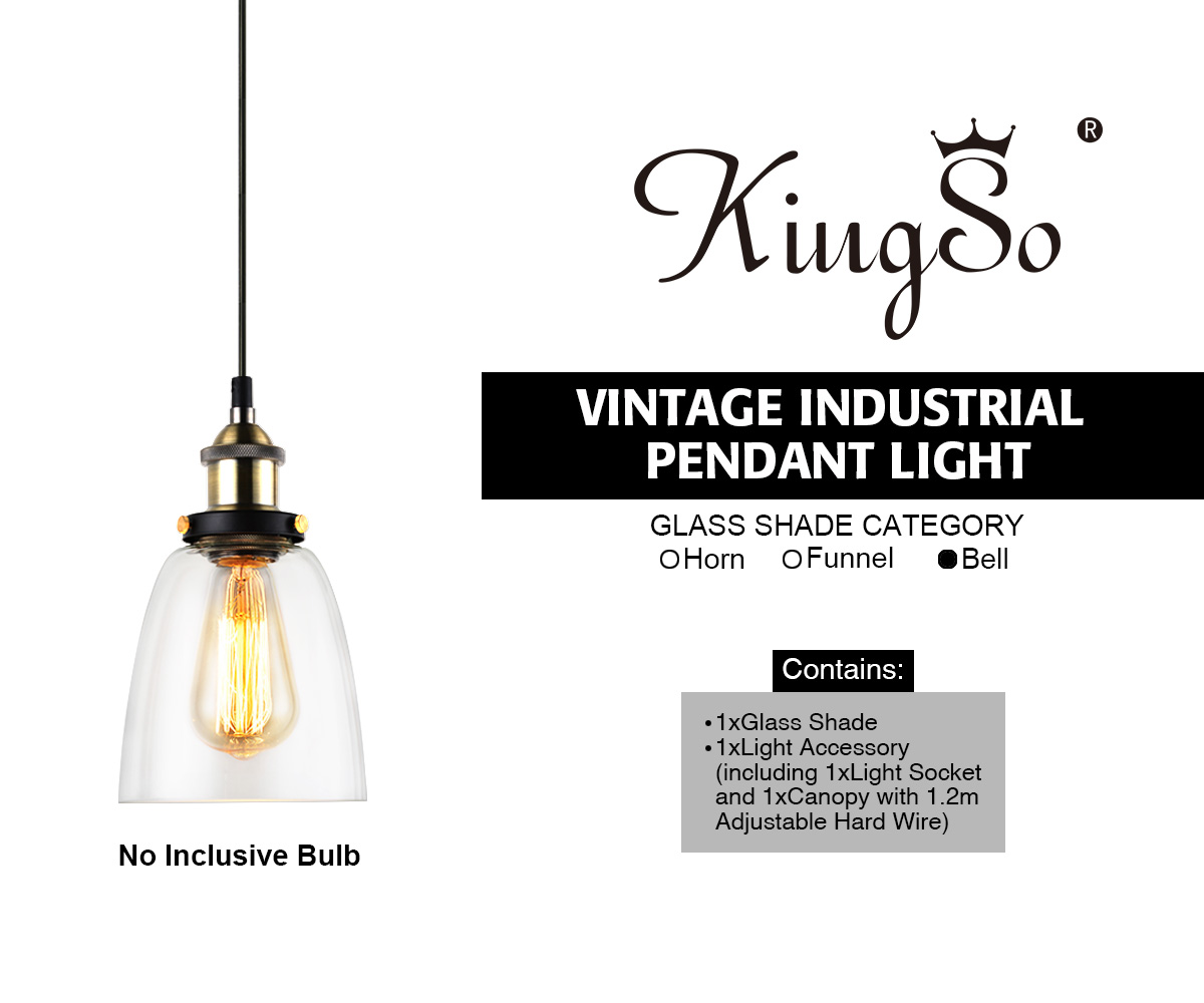 KINGSO-110V-E26E27-Vintage-Industrial-Pendant-Light-Bell-like-Glass-Shade-Without-Bulb-1896142-1