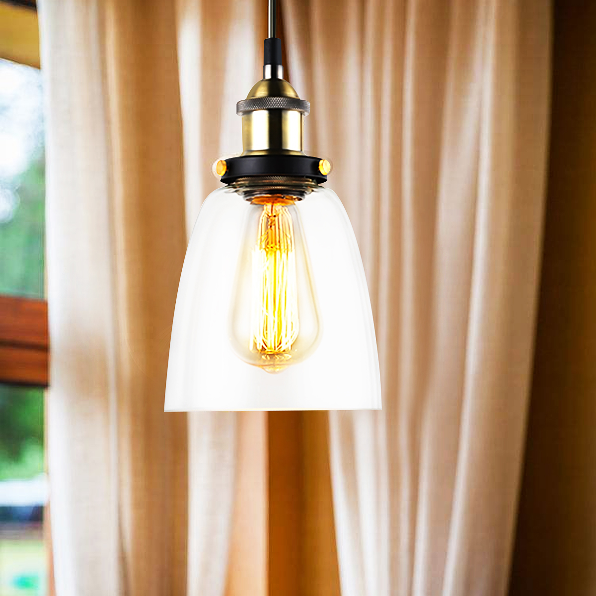 KINGSO-110V-E26E27-Vintage-Industrial-Pendant-Light-Bell-like-Glass-Shade-Without-Bulb-1896142-4