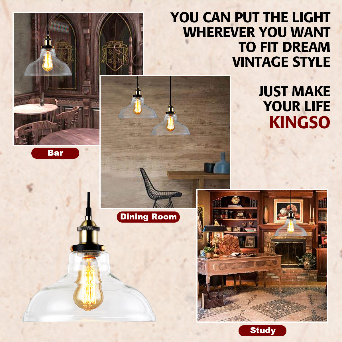 KingSo-E27-220V-Vintage-Industrial-Pendant-Light-Horn-like-Glass-Shade-Without-Bulb-1896193-2