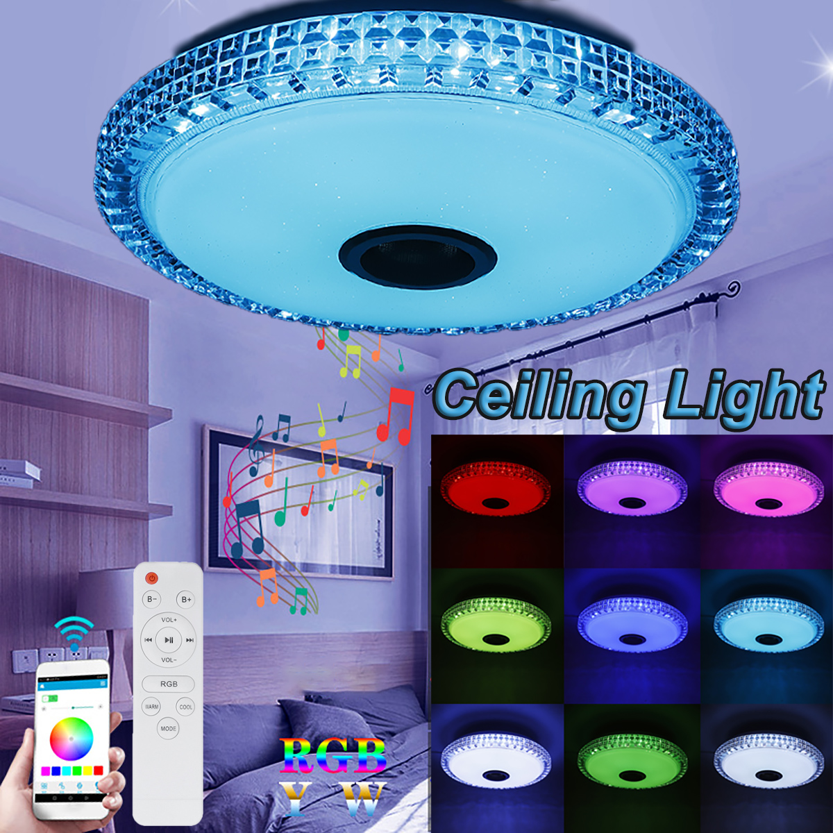 RGB-LED-Ceiling-Lights-Flush-Mount-Smart-bluetooth-Lamp-Remote-Control-Dimmable-1843110-1