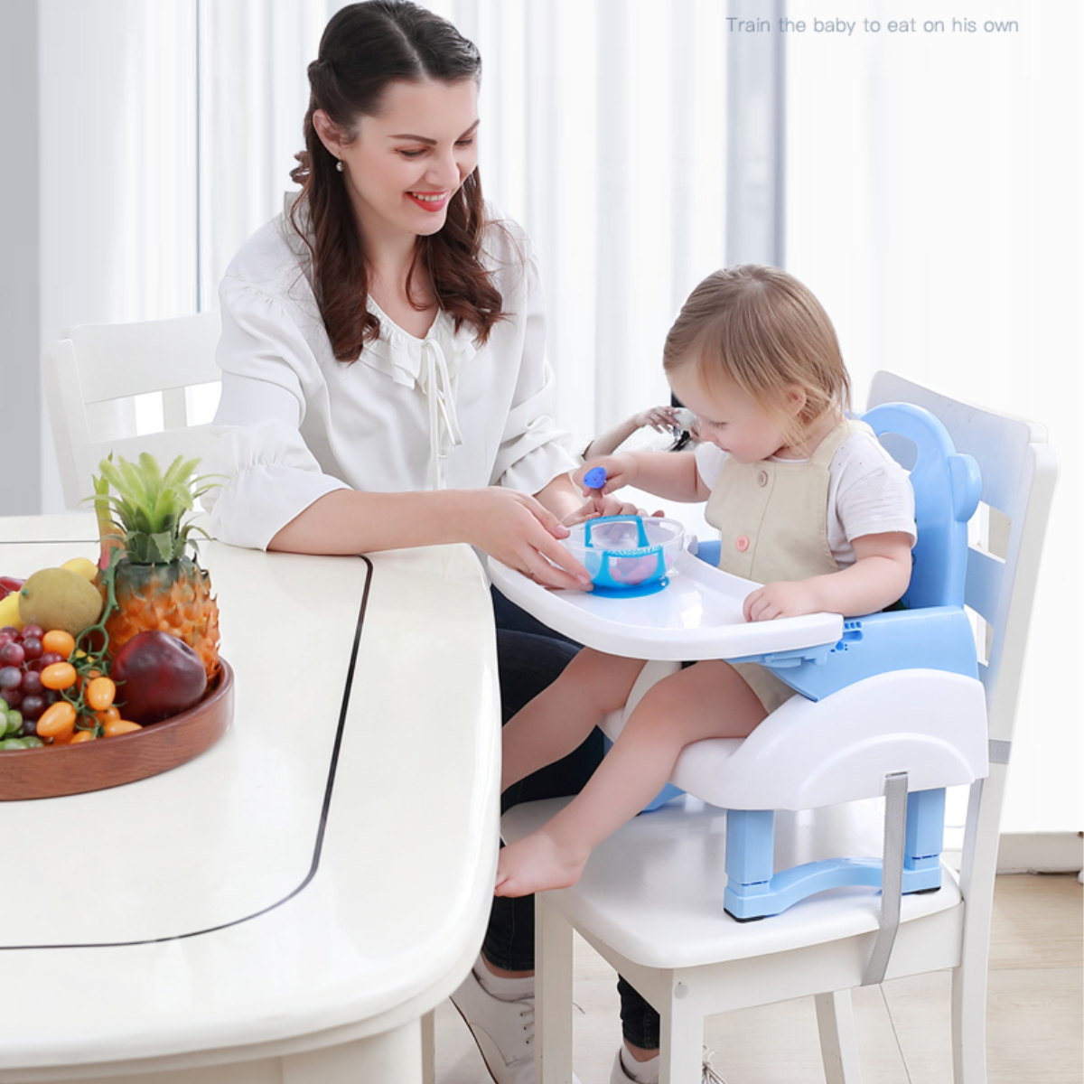 4-in1-Adjustable-Baby-Chairs-Feeding-Dining-Table-Seat-Belt-Dinner-Plate-Mat-1798948-2