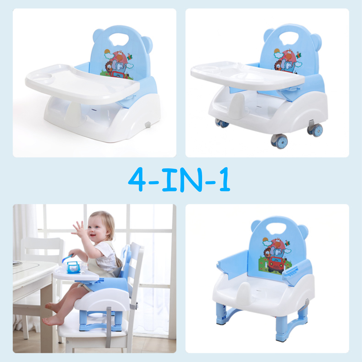 4-in1-Adjustable-Baby-Chairs-Feeding-Dining-Table-Seat-Belt-Dinner-Plate-Mat-1798948-3