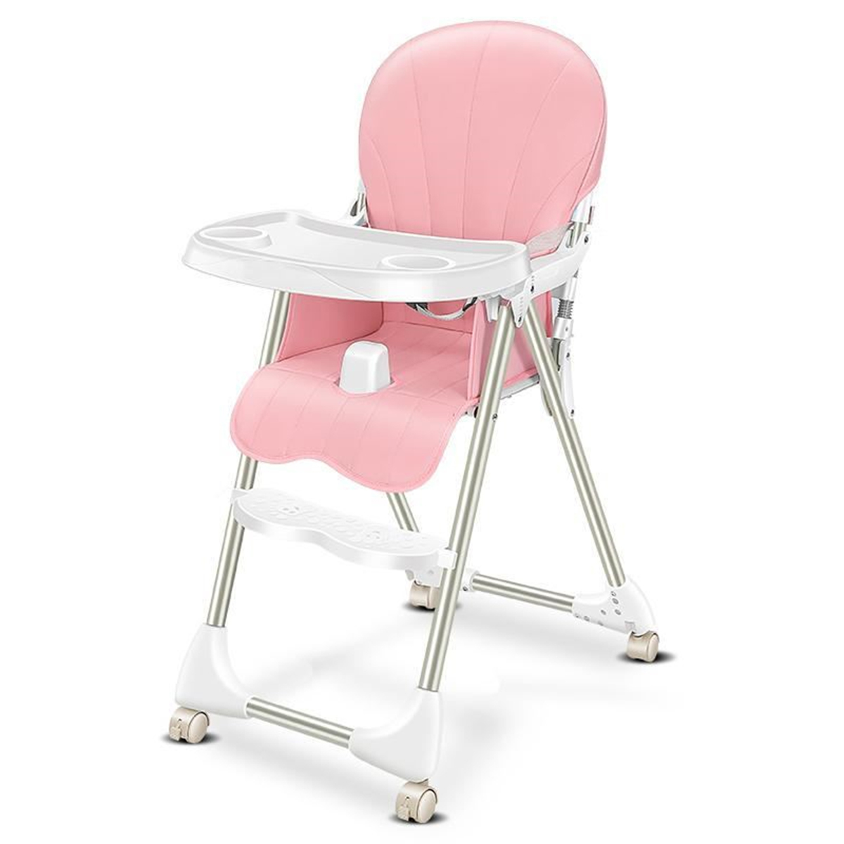 Ditong-Portable-Folding-Baby-High-Chair-Adjustable-Plate-Lockable-Wheels-PU-Seat-with-Environmental--1748389-1