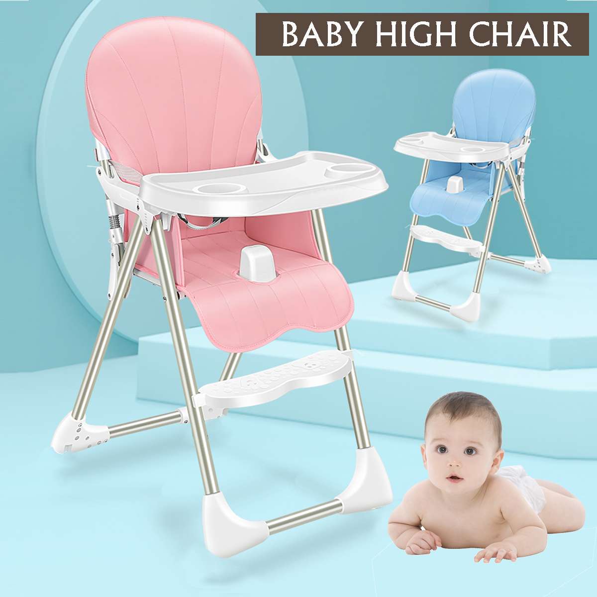 Ditong-Portable-Folding-Baby-High-Chair-Adjustable-Plate-Lockable-Wheels-PU-Seat-with-Environmental--1748389-2