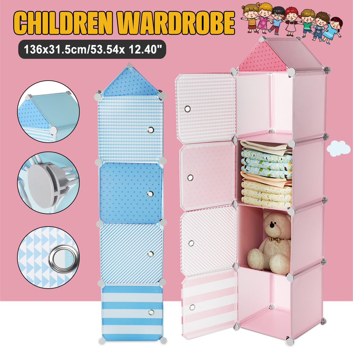 GUANJUN-Children-Wardrobe-Contracted-Storage-Cabinet-Contemporary-Plastic-Assembly-Baby-Closet-1793036-1