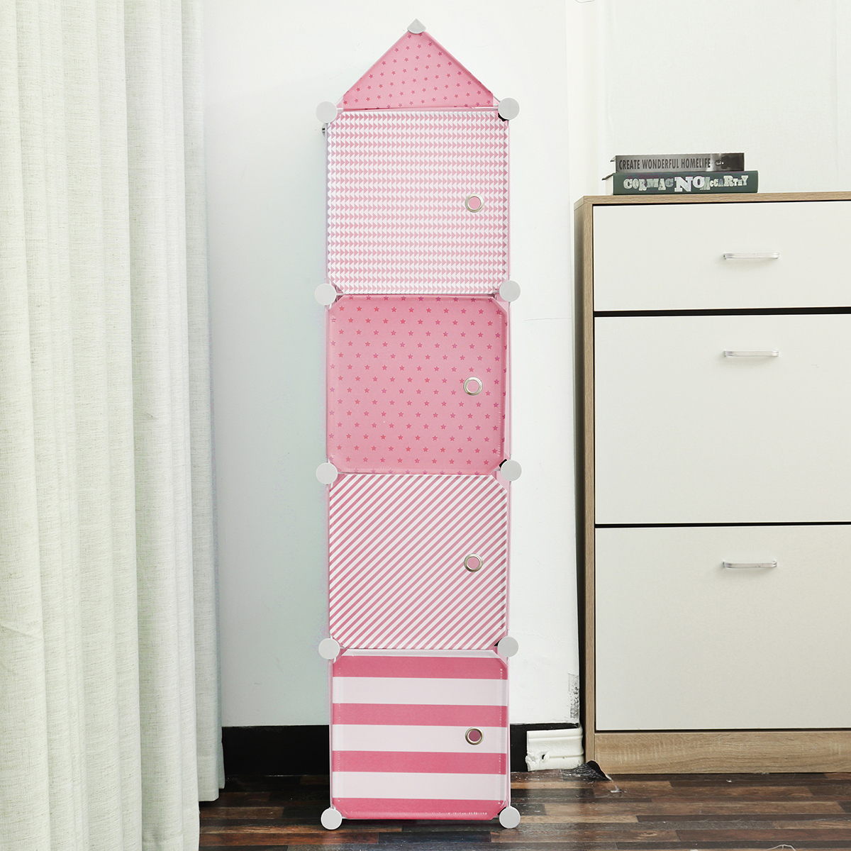 GUANJUN-Children-Wardrobe-Contracted-Storage-Cabinet-Contemporary-Plastic-Assembly-Baby-Closet-1793036-2