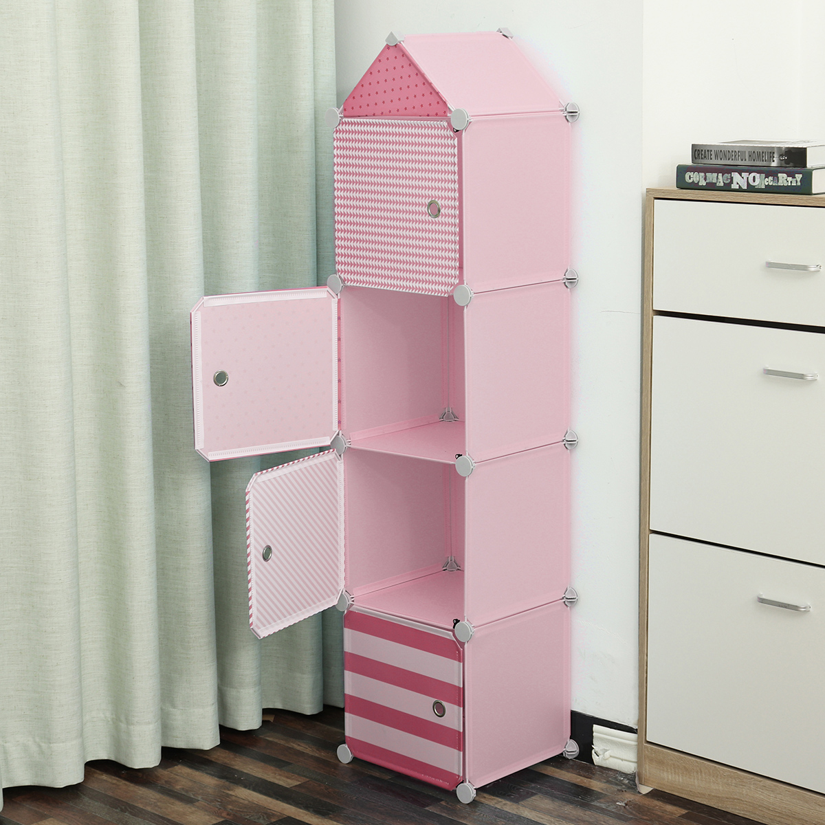 GUANJUN-Children-Wardrobe-Contracted-Storage-Cabinet-Contemporary-Plastic-Assembly-Baby-Closet-1793036-3