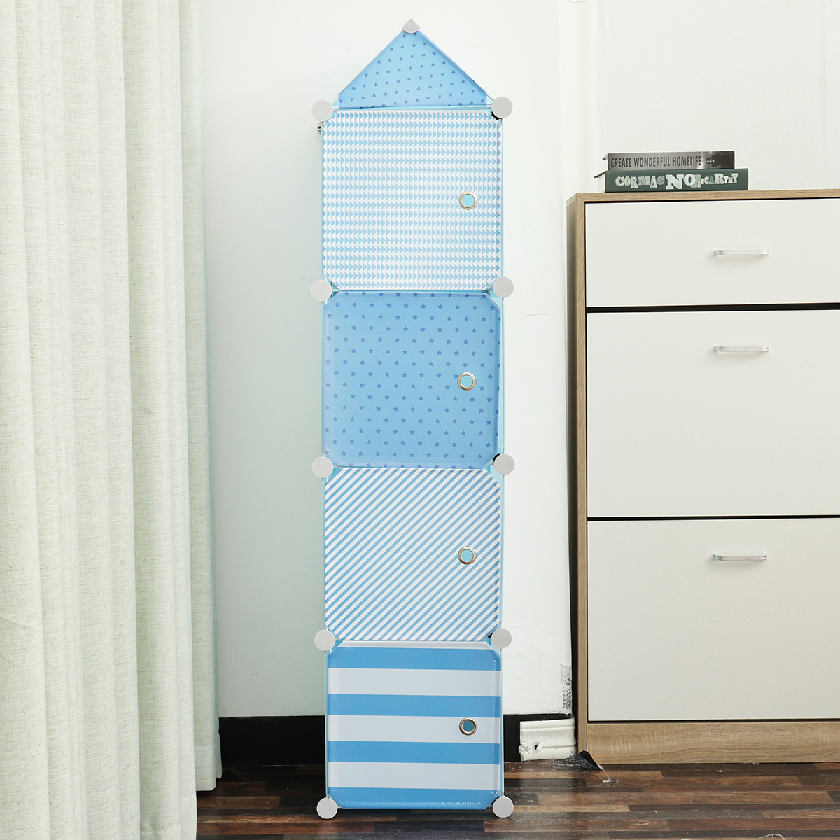 GUANJUN-Children-Wardrobe-Contracted-Storage-Cabinet-Contemporary-Plastic-Assembly-Baby-Closet-1793036-4