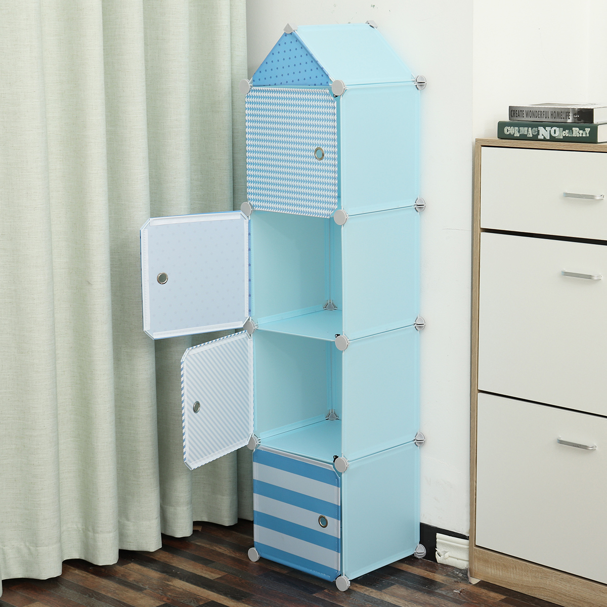 GUANJUN-Children-Wardrobe-Contracted-Storage-Cabinet-Contemporary-Plastic-Assembly-Baby-Closet-1793036-5