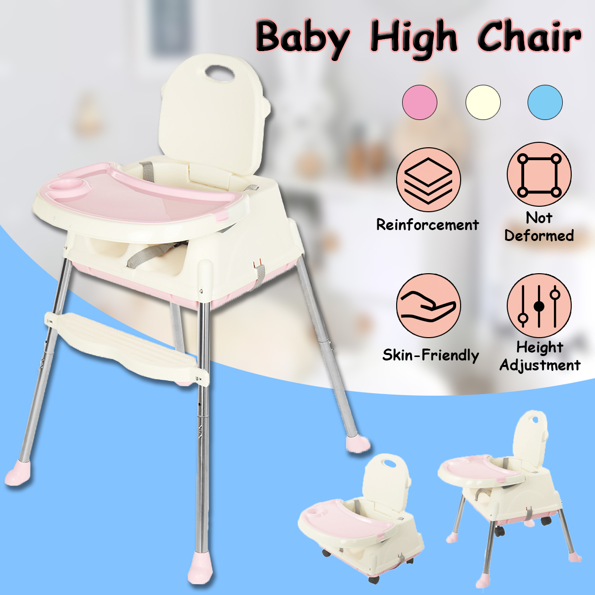 KUDOSALE-3-in-1-Adjustable-Baby-High-Chair-Table-Convertible-Play-Seat-Booster-Toddler-Feeding-with--1749429-1