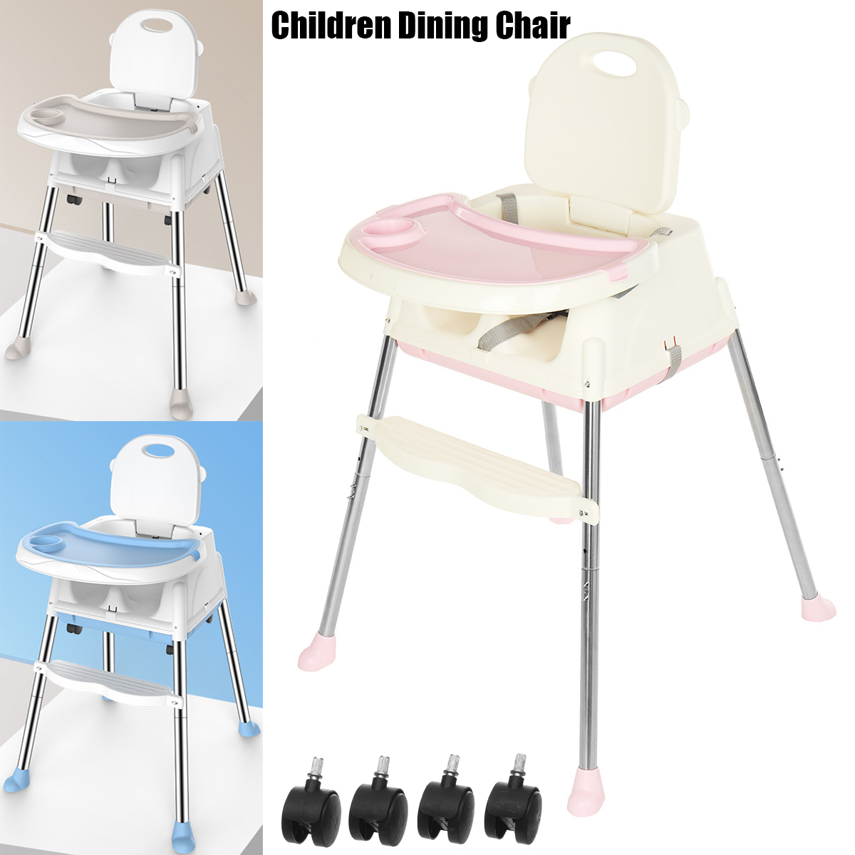 KUDOSALE-3-in-1-Adjustable-Baby-High-Chair-Table-Convertible-Play-Seat-Booster-Toddler-Feeding-with--1749429-3