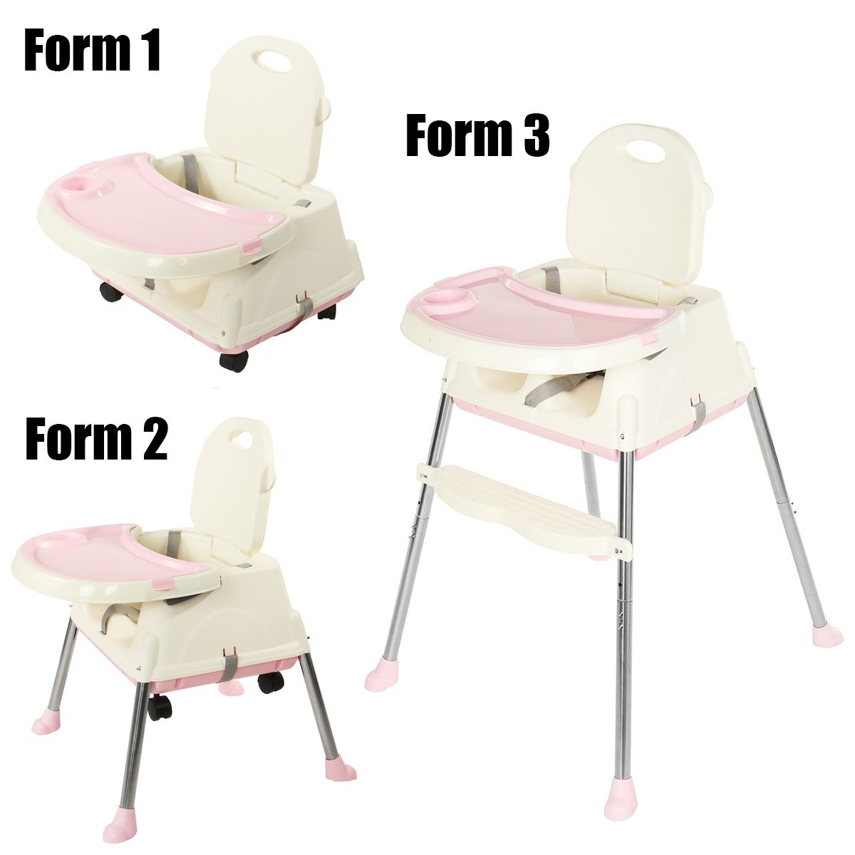 KUDOSALE-3-in-1-Adjustable-Baby-High-Chair-Table-Convertible-Play-Seat-Booster-Toddler-Feeding-with--1749429-7