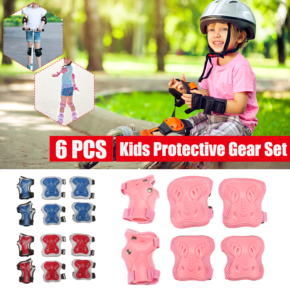 6PCS-Set-Adult-Children-KneeElbowWrist-Pads-Protective-Gears-for-Skateboard-Bicycle-Ice-Inline-Rolle-1796809-1