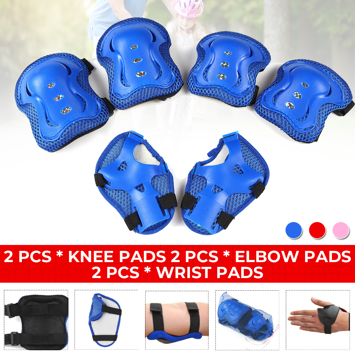 6Pcs-Kids-Knee-Elbow-Pads-Children-Wrist-Guards-Skateboard-Protective-Gear-1781554-1
