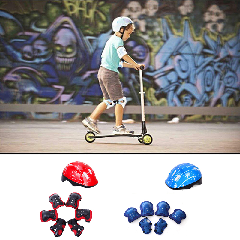 7Pcs-Children-Cycling-Skating-Skateboard-Bike-Helmet-Elbow-Knee-Hand-Pads-Sports-Protective-Gear-1369684-1