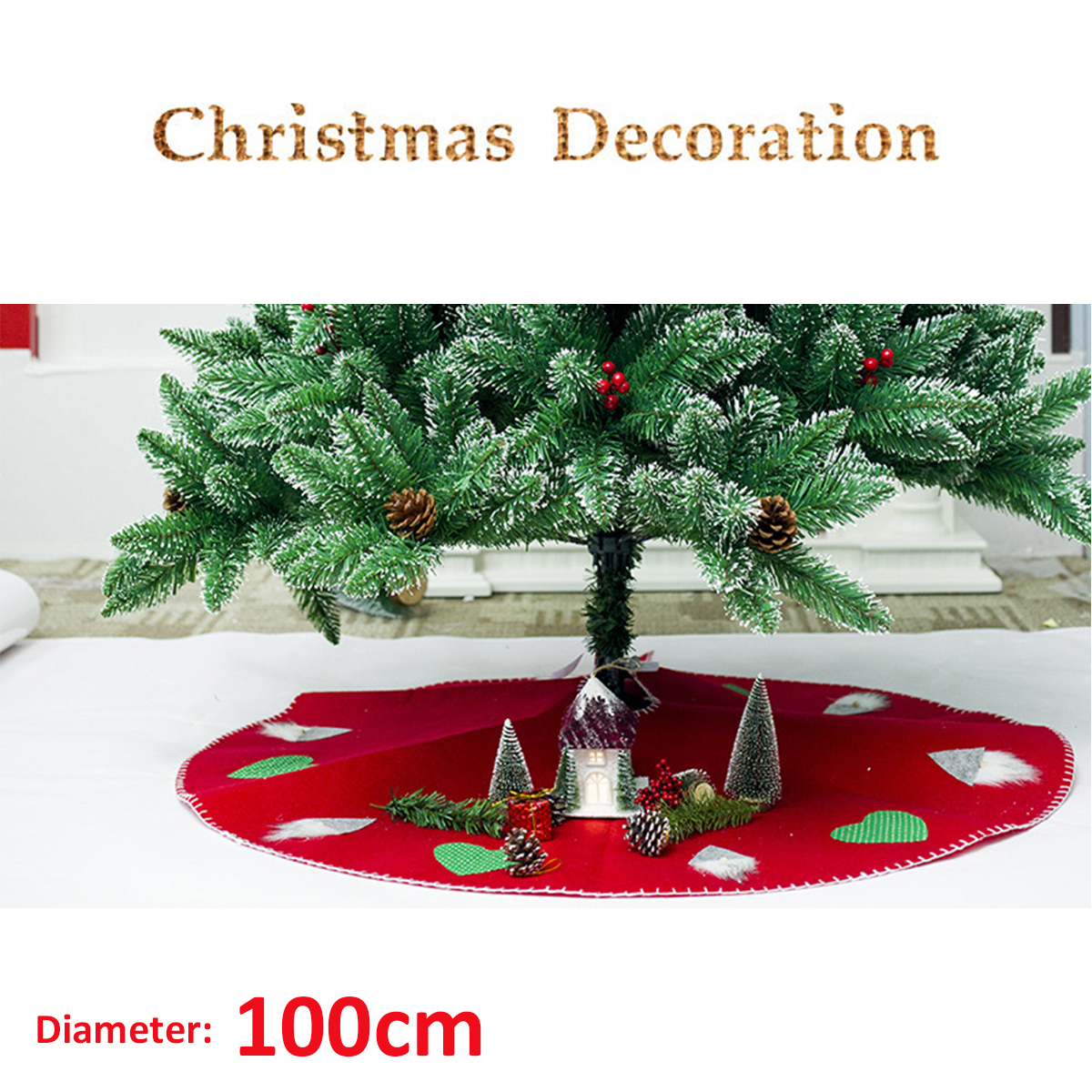 100cm-Red-Christmas-Tree-Skirt-Carpet-Party-Gift-Decor-Pad-Ornaments-Round-Mat-1376090-2