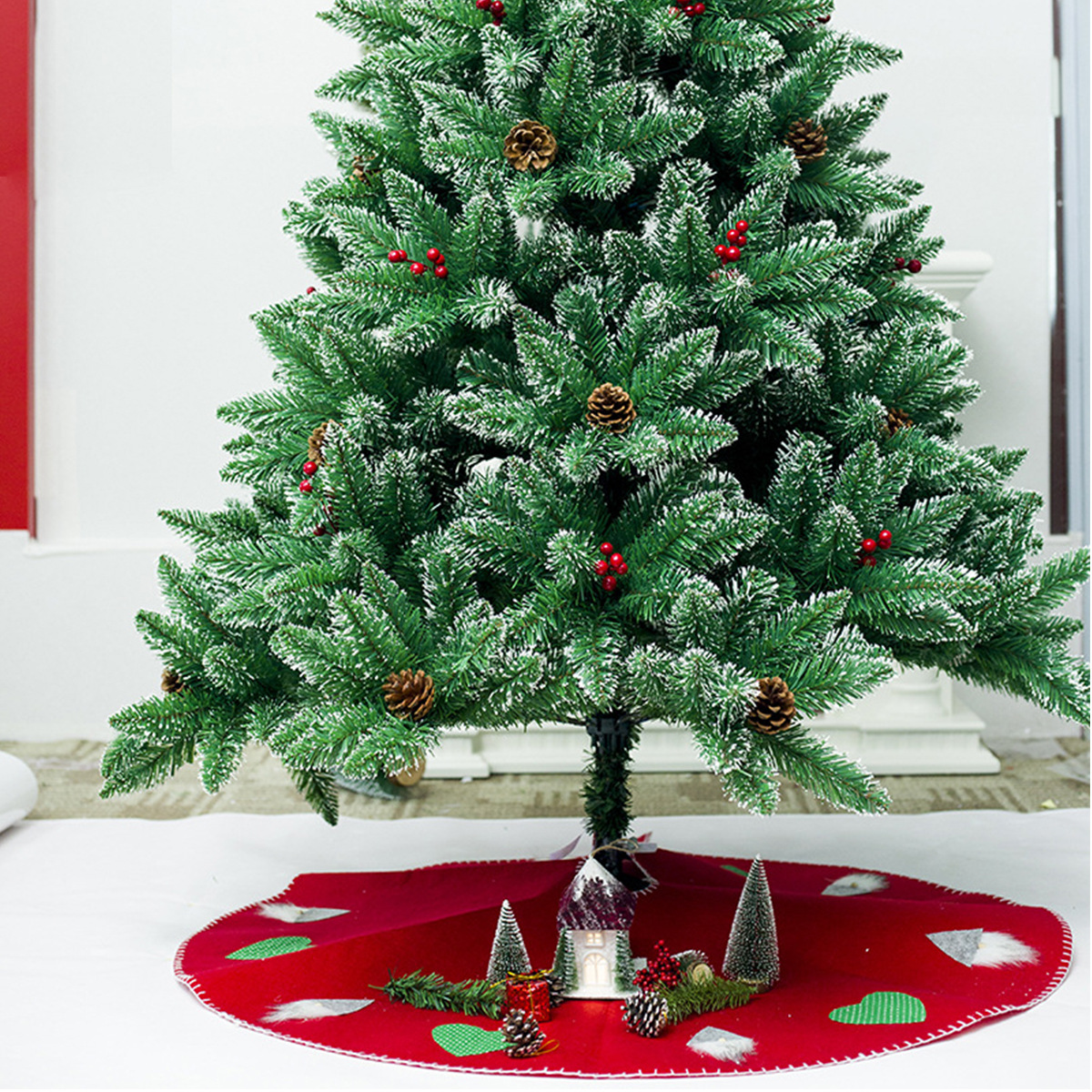 100cm-Red-Christmas-Tree-Skirt-Carpet-Party-Gift-Decor-Pad-Ornaments-Round-Mat-1376090-11