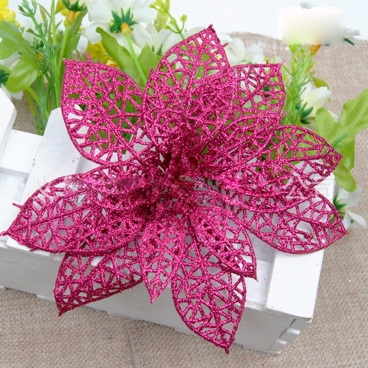 10Pcs-Christmas-Glitter-Hollow-Flower-Decoration-Flowers-for-Christmas-Trees-New-Year-Decorations-1218824-10