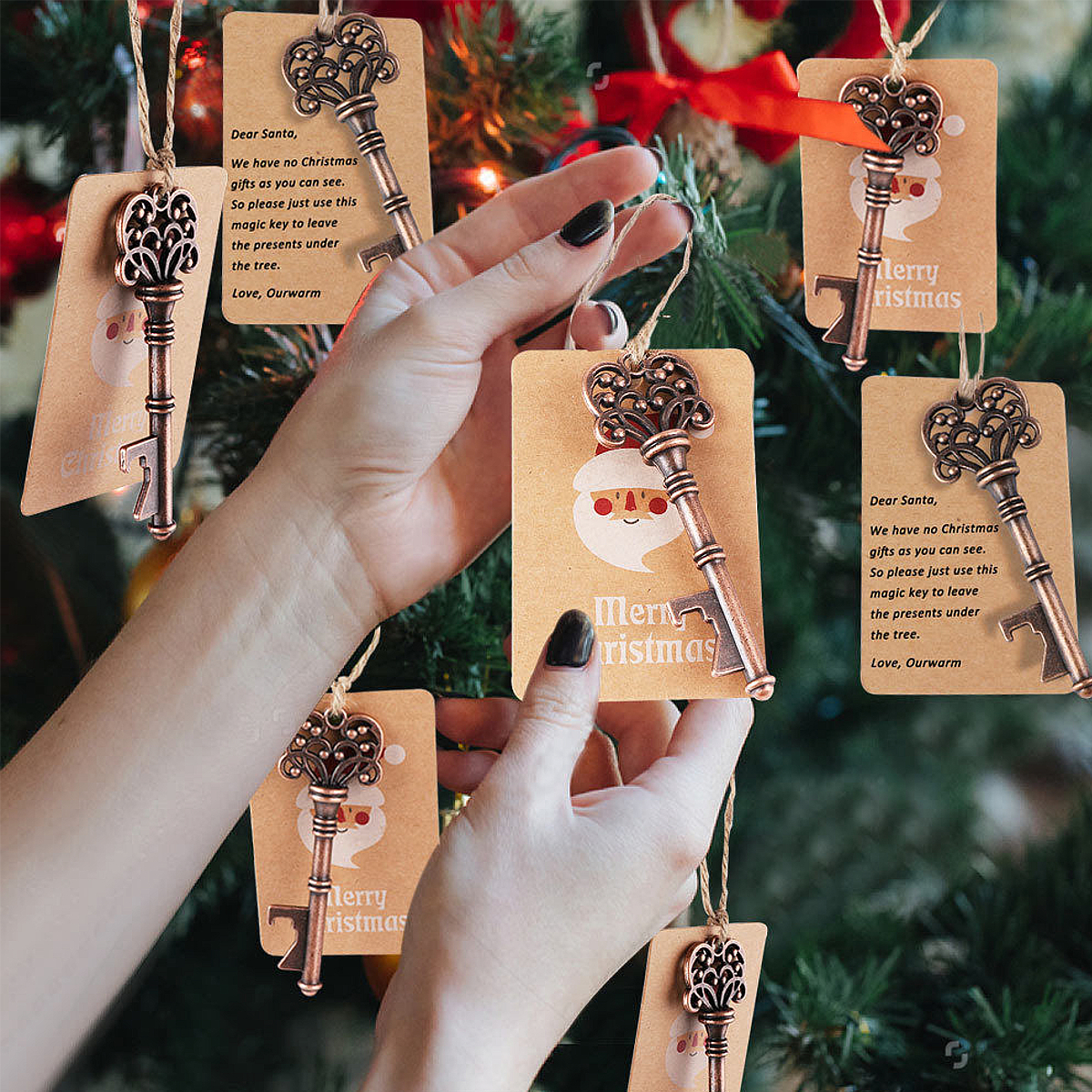 10Pcs-Xmas-Tree-Ornaments-Santa-Magic-Key-Blank-Tag-Christmas-Party-Hanging-Decorations-1397589-5