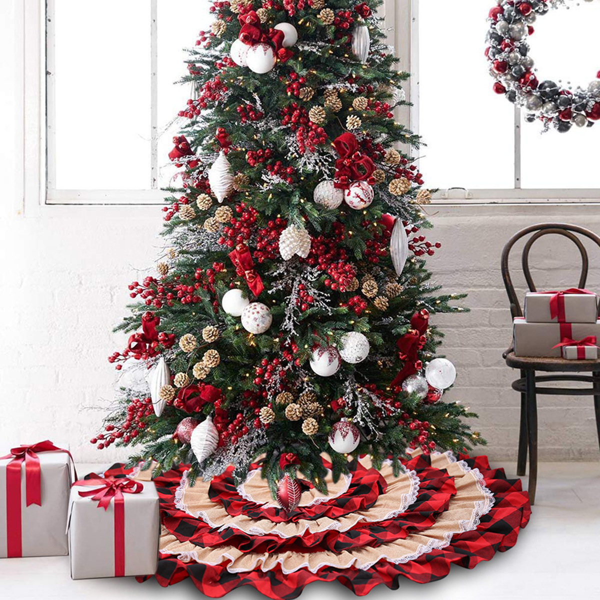 2020-Christmas-Tree-Skirts-Red-Cake-Plaid-Lace-Carpet-Round-Linen-Apron-New-Year-Blanket-Home-Partie-1770964-8
