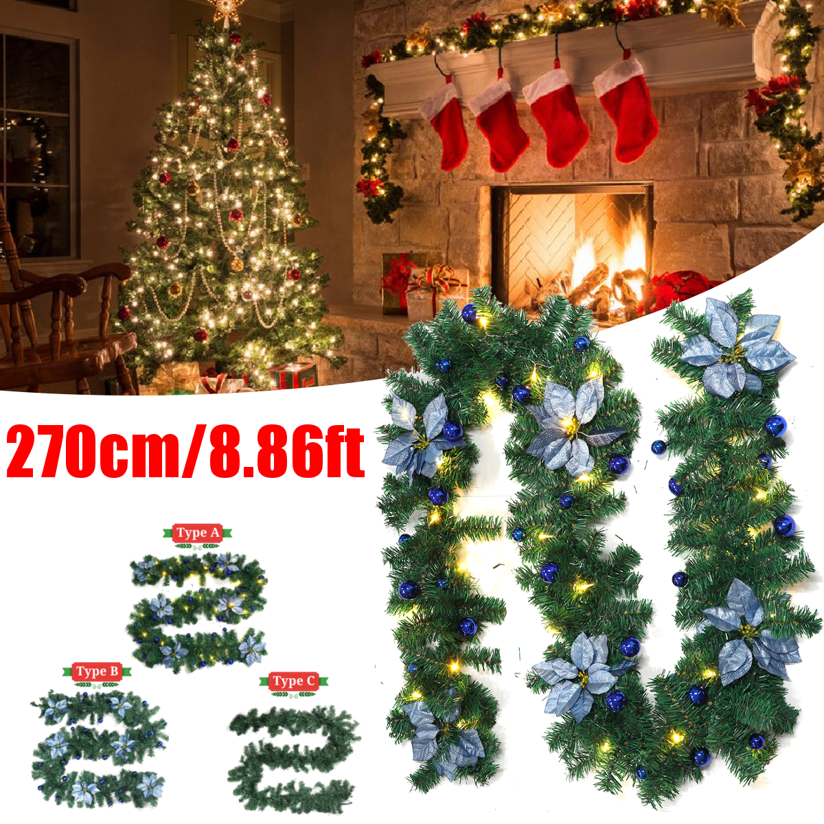 27m-Christmas-Garland-Colorful-Fireplaces-Stairs-LED-Decorated-Garlands-Decor-1821550-1