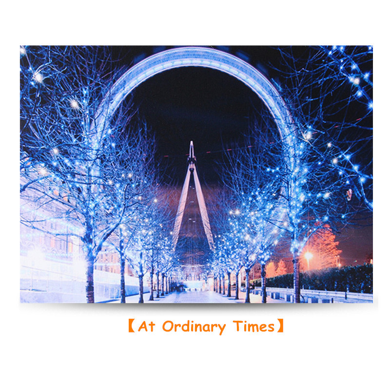 40-x-30cm-Operated-LED-Christmas-Snowy-Street-Ferris-Wheel-Canvas-Print-Wall-Paper-Art-1107283-1
